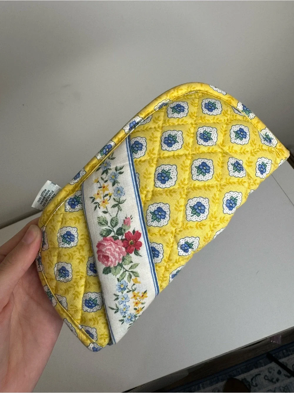 Vera Bradley Elizabeth Yellow Floral Quilted Eyeglasses Case Vintage Made USA